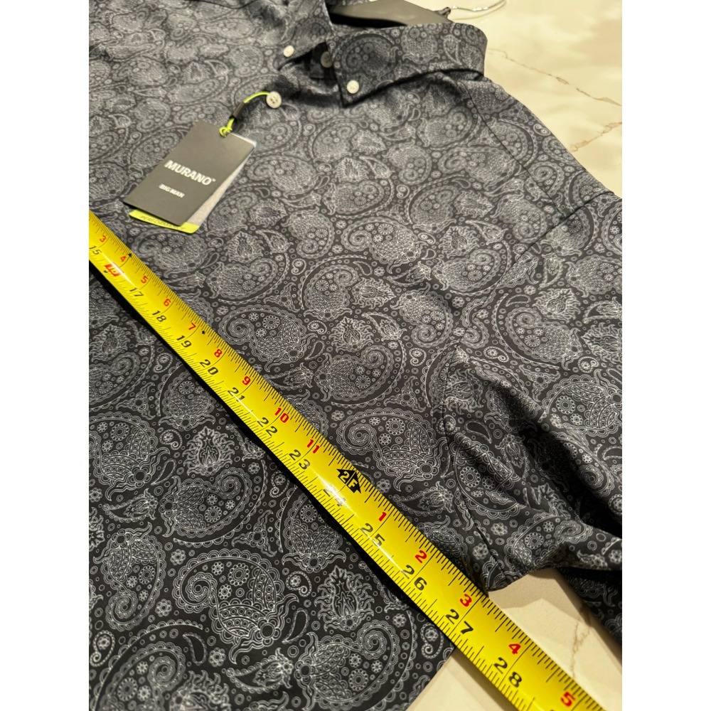 NEW Murano Performance Big Man Shirt 2XB Grey Black Paisley LS Button Down NWT - Picture 6 of 8